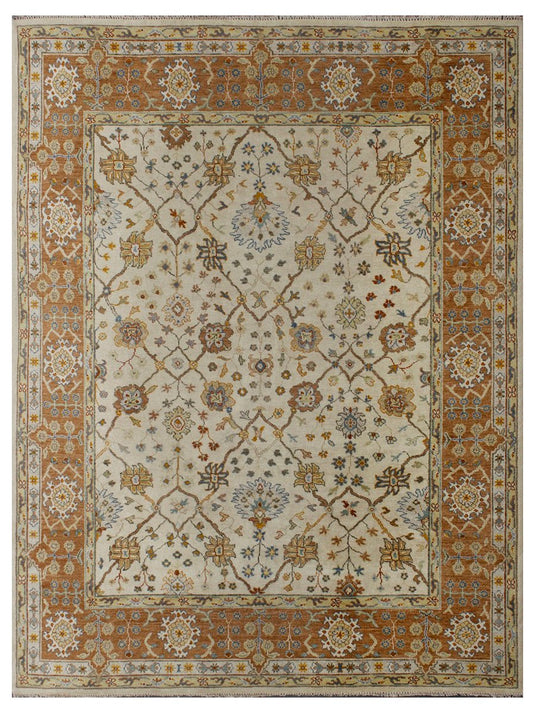 The Ambiente Tk_49 In Beige Rust Kashish Traditional Floral Hand Knotted Wool Rugs
