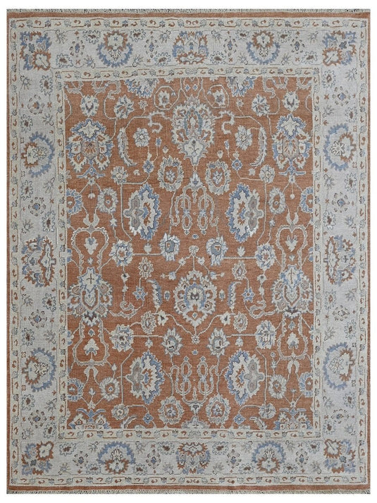 The Ambiente Us_704 Coral Ivory Elegance Traditional Floral Hand Knotted Wool Rugs