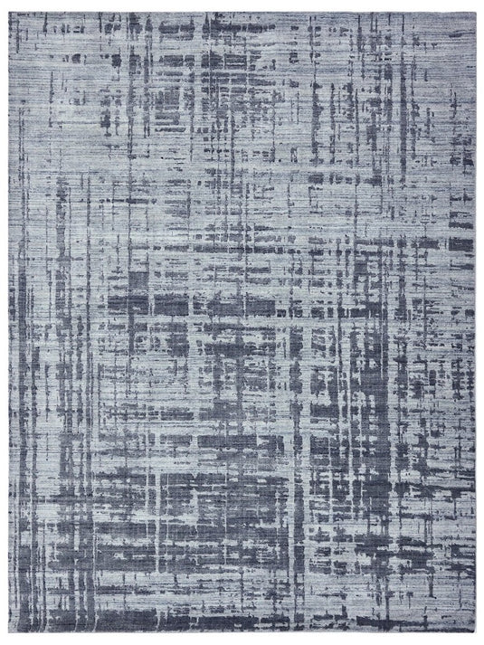 The Ambiente Vn_182 Silver Grey Vivien Modern Handloom Wool & Bamboo Silk Rugs