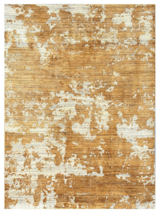 The Ambiente Vn_58 Beige Gold Vivien Minimal Modern Handloom Wool & Bamboo Silk Rugs