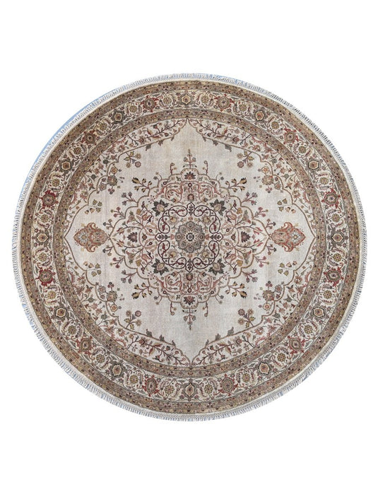 The Ambiente V_38 Ivory Ivory Kashish Traditional Vintage Floral Hand Knotted Wool Rugs