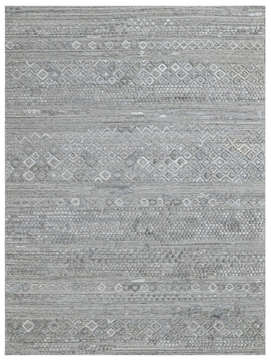 The Ambiente Zr_243 Beige Expressionist Textured Tribal Handloom Bamboo Silk Rugs