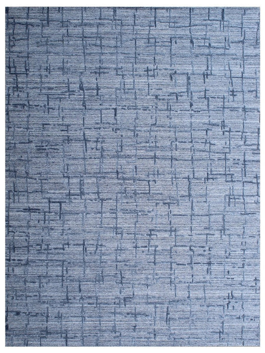 The Ambiente Zr_316 Navy Expressionist Modern Textured Handloom Wool & Bamboo Silk Rugs
