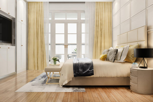 What Curtains Go With a Colorful Geometric Rug?