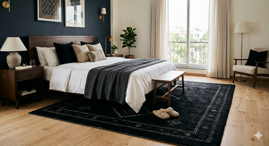 Best Place to Buy Black Rugs and Carpet for Bedroom in India