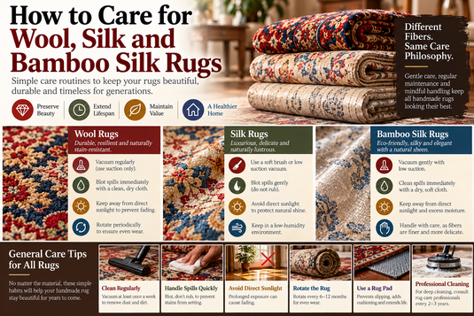 How to Care for Wool, Silk and Bamboo Silk Rugs