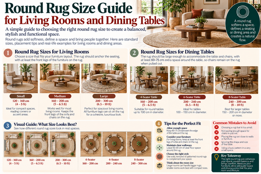 Round Rug Size Guide for Living Rooms and Dining Tables