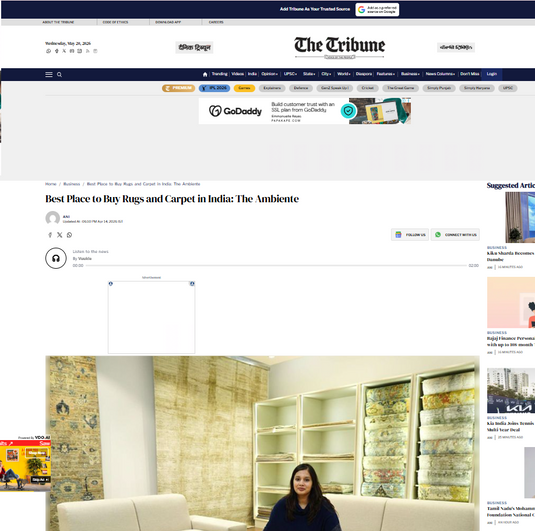 Featured in The Tribune News for Best place to buy rugs & carpet in India