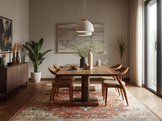 Best Place to Buy Dining Rugs & Carpet Online in Delhi | Handcrafted Luxury for Modern Dining Spaces