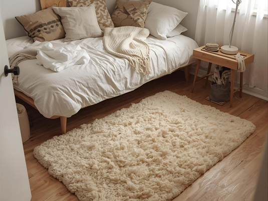 Can you recommend rugs for a small bedroom? I want something warm but not too thick.