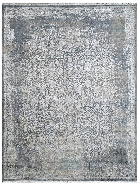 The Ambiente 1228_w_xhs Silver Blue Bamboo Silk Hand Knotted Rugs