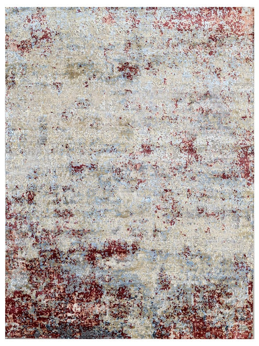 The Ambiente Rr_22 M Silver Black Ricard Modern Geometric Hand Knotted Bamboo Silk Rugs