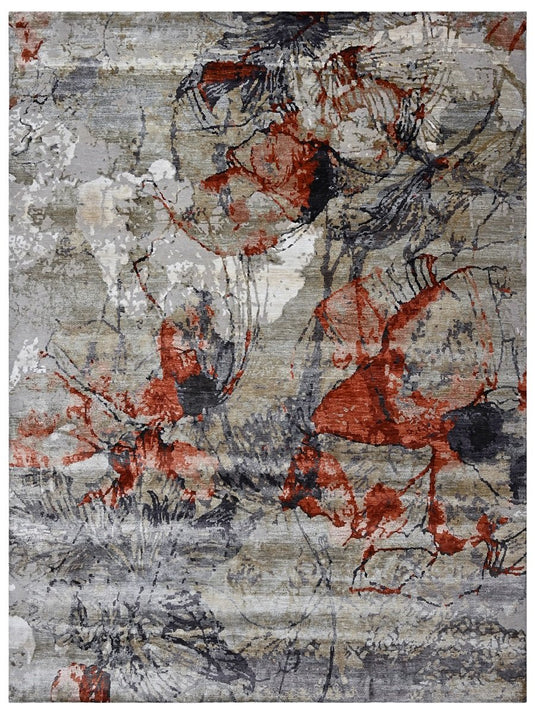 The Ambiente 2015_wbs_taupe Rust Baroque Modern Hand Knotted Wool &amp; Bamboo Silk Rugs