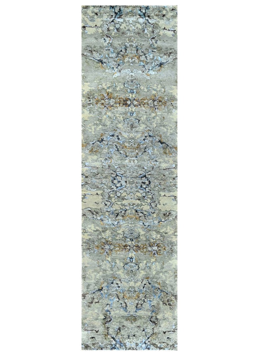 The Ambiente 580_silver Canvas Modern Hand Knotted Wool &amp; Bamboo Silk Rugs