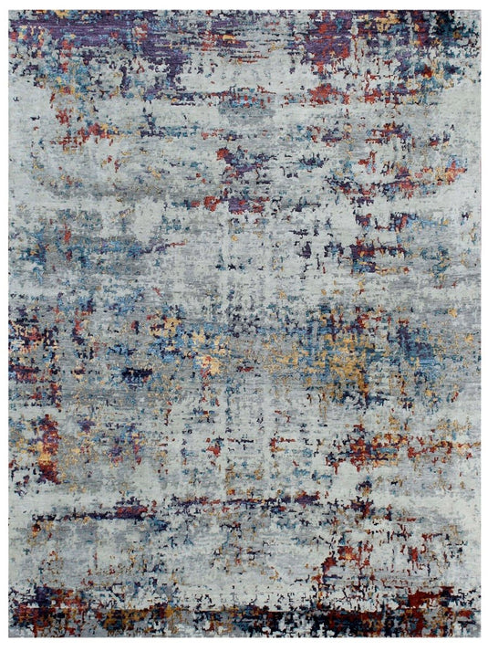 The Ambiente 588_silver Multi Bamboo Silk Hand Knotted Rugs