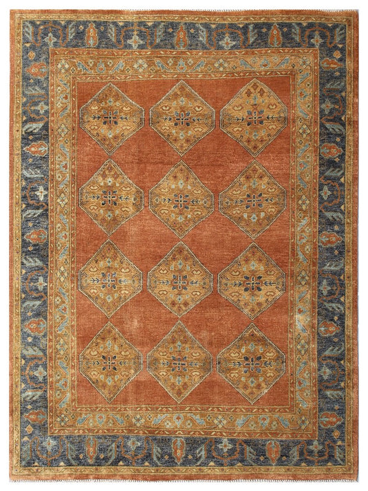 The Ambiente 6111_rust Charcoal Elegance Floral Hand Knotted Wool Rugs