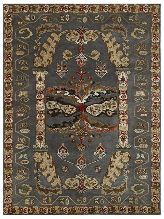 The Ambiente Abt_11 D.brown Multi Color Empire Tribal Hand Tufted Wool Rugs