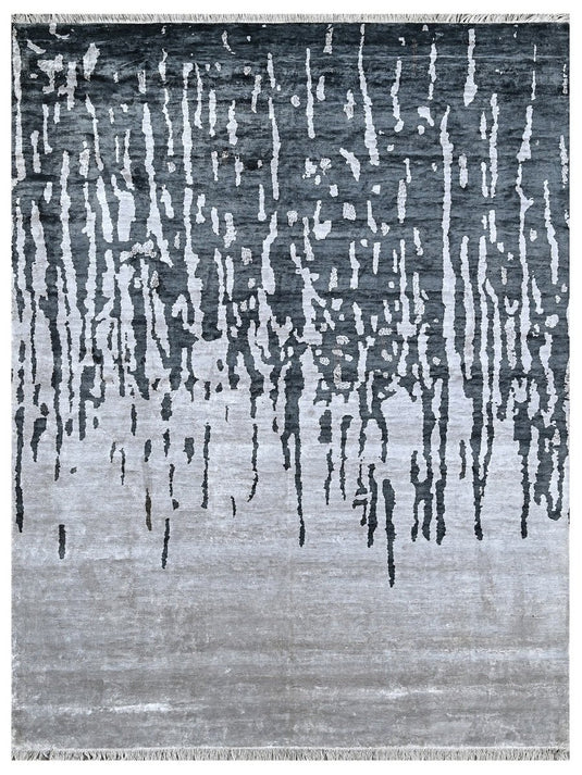 The Ambiente Assorted_grey Baroque Modern Hand Knotted Bamboo Silk Rugs