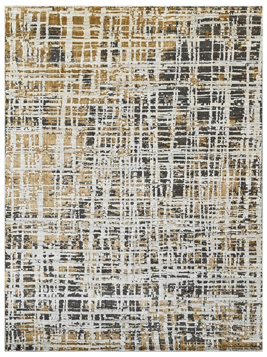 The Ambiente Atl_22 Gold Wool &amp; Bamboo Silk Bamboo Silk Hand Knotted Rugs