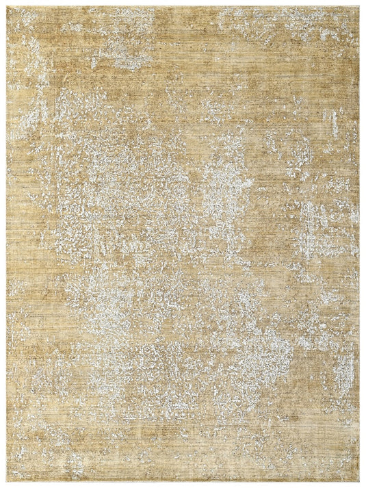 The Ambiente Atl_33 Beige Gold Wool & Bamboo Silk Hand Loom Rugs
