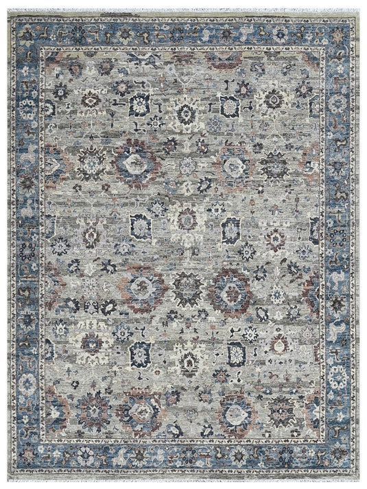 The Ambiente Bc_122 Ox Brown Blue Bamboo Silk Hand Knotted Rugs