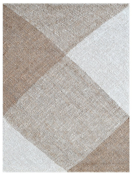 The Ambiente Bd_2 Ivory Prakrat Textured Geometric Hand Knotted Jute Rugs &amp; Carpet