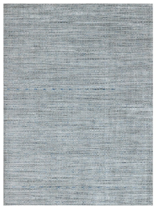 The Ambiente Bfe_silver Navy Minimal SOLID Handloom Wool &amp; Bamboo Silk Rugs