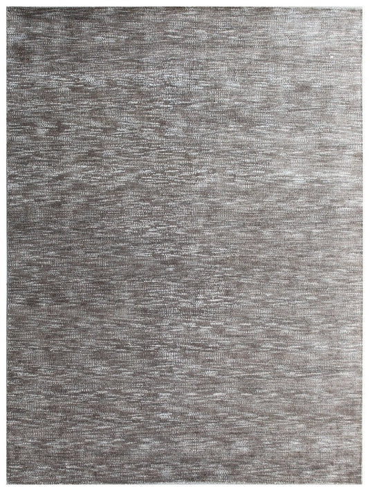 The Ambiente Bhe_charcoal Strings Minimal SOLID Handloom Wool &amp; Bamboo Silk Rugs