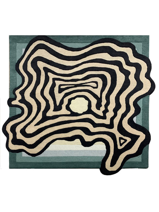 The Ambiente Broken Island_black Blue Modernist Modern Geometric Hand Tufted Wool Rugs