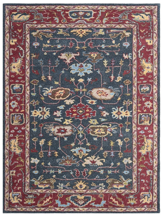 The Ambiente Btf_01 Black Red Bamboo Silk Hand Knotted Rugs