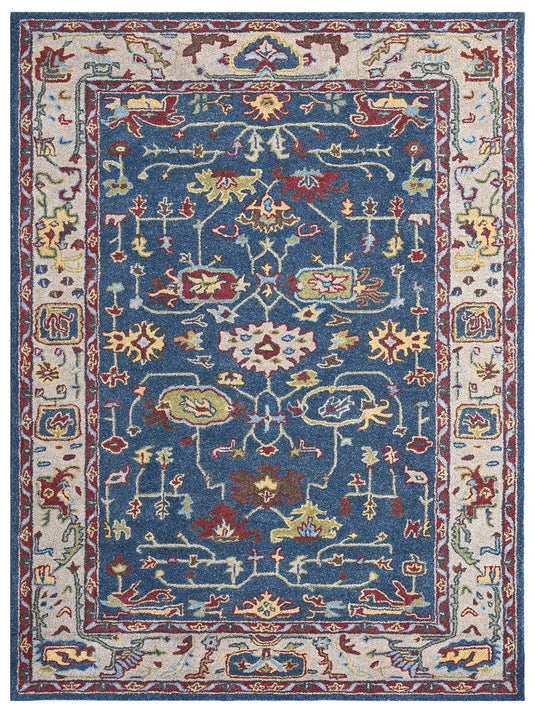 The Ambiente Btf_01 Navy Beige Bamboo Silk Hand Knotted Rugs
