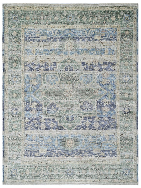 The Ambiente Cxhs_33 Ox Antique Teal Baroque Traditional Floral Hand Knotted Wool &amp; Silk Rugs