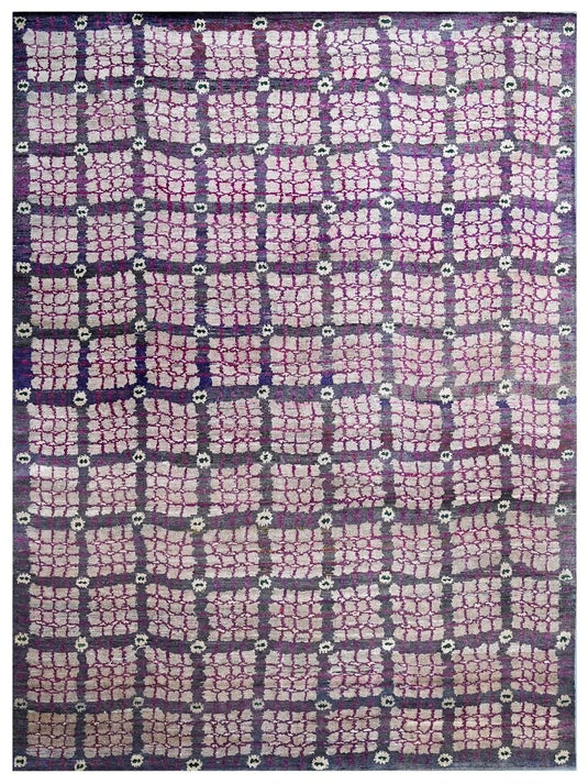 The Ambiente Db_158_a Camel Green Geometric Hand Knotted Sari Silk Rugs