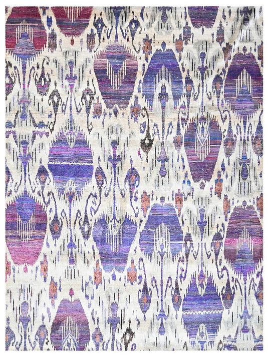 The Ambiente Db_40 Ivory Transitional Hand Knotted Sari Silk Rugs