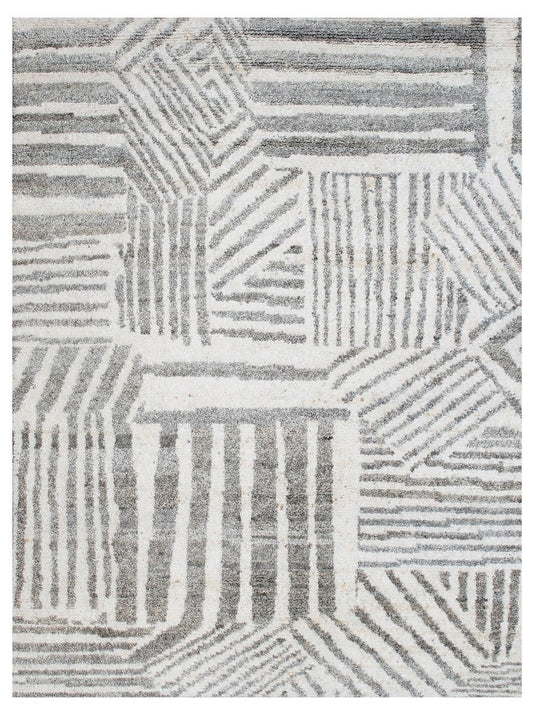 The Ambiente Du_31 White Beige Bamboo Silk Hand Knotted Rugs