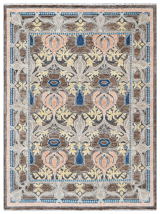 The Ambiente Echp_132 Brown Classic Floral Hand Knotted Rugs