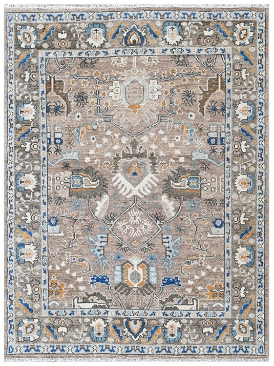 The Ambiente Echp_133 Classic Brown Floral Hand Knotted Rugs