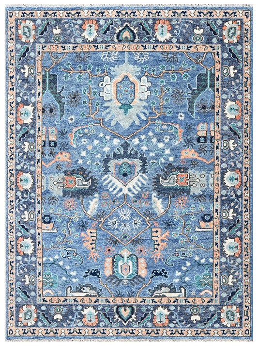 The Ambiente Echp_133 Blue Classic Floral Hand Knotted Rugs