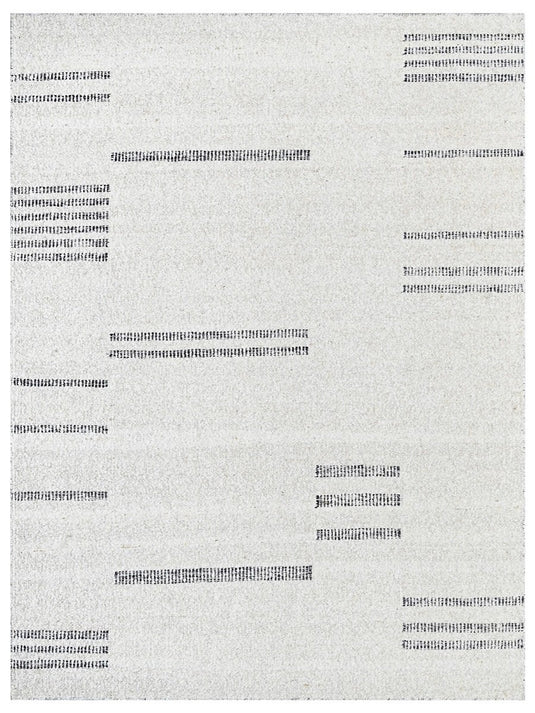 The Ambiente Ed_10 White Black Prakrat SOLID Hand Knotted Wool Rugs