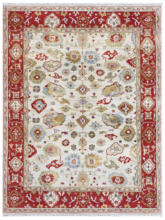 The Ambiente El_40604 Ivory Rust Elegance Traditional Floral Hand Knotted Wool &amp; Bamboo Silk Rugs