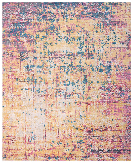 The Ambiente FLC_32_B Plum Gold Evelyn Modern Handloom Wool &amp; Bamboo Silk Rugs