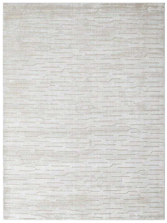 The Ambiente Hcv_65 Beige Strings Textured Handloom Wool &  Bamboo Silk Rugs