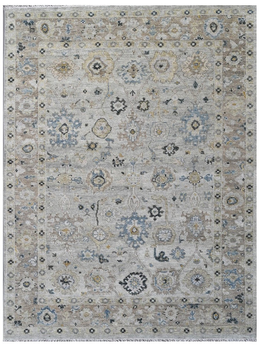 The Ambiente HP_144 Grey Olive Gold Classics Traditional Floral Hand Knotted Wool Rugs