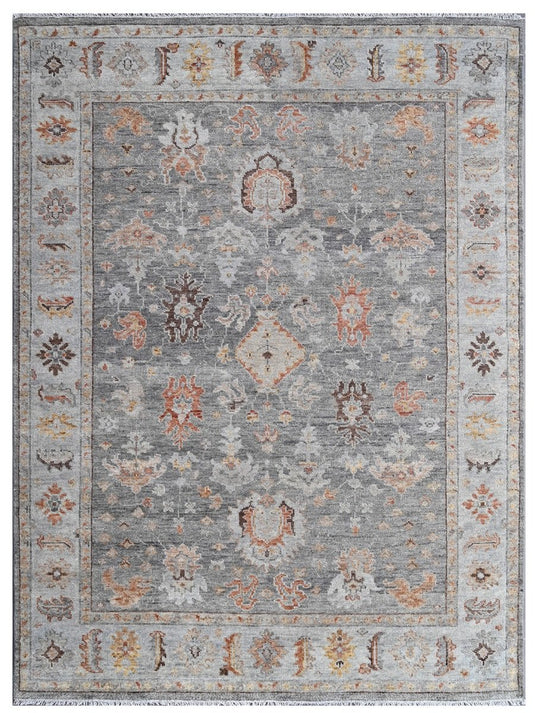 The Ambiente HP_145 Grey Silver Classic Floral Hand Knotted Rugs