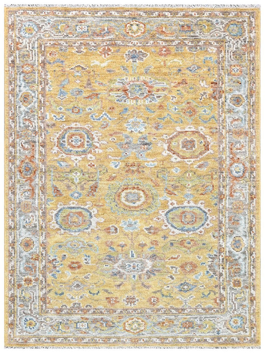The Ambiente HP_177 Gold Camel Classic Floral Hand Knotted Rugs
