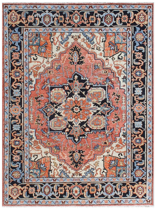 The Ambiente HP_220 Red Black Classic Floral Hand Knotted Rugs
