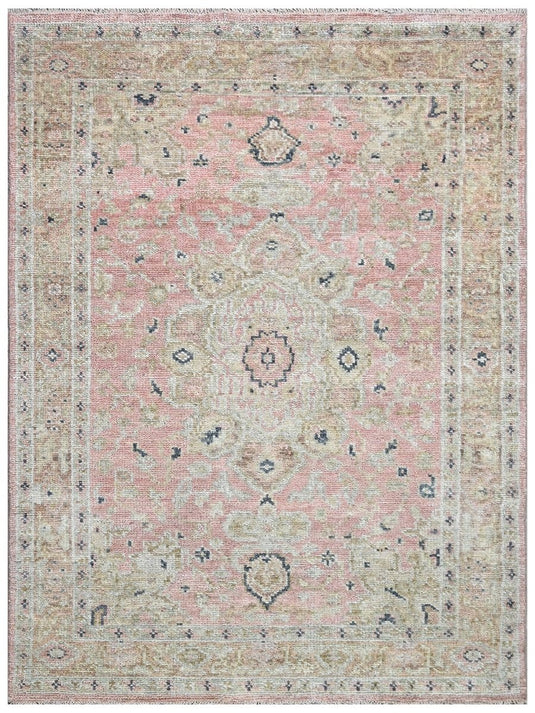 The Ambiente HP_226 Rust Lt.blue Classic Floral Hand Knotted Rugs