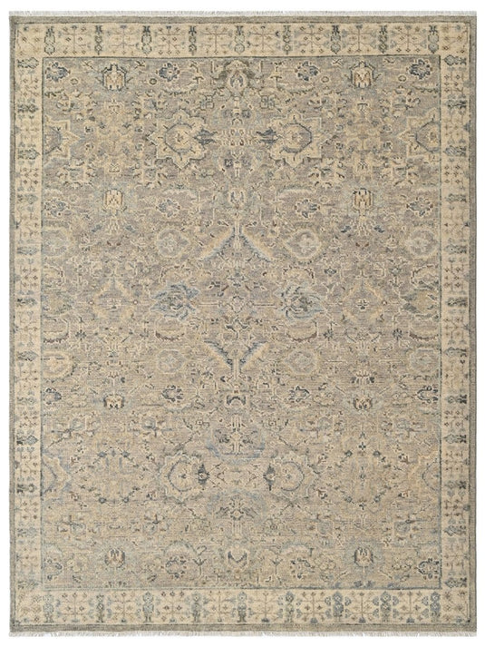 The Ambiente HP_267 Pearl White Classic Floral Hand Knotted Rugs
