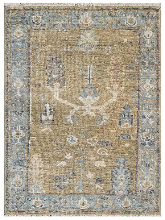 The Ambiente HP_40 Gold Lt.blue Classic Tribal Hand Knotted Wool Rugs