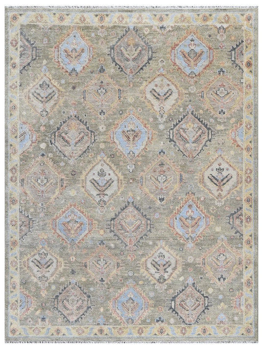 The Ambiente HP_5 Lt.green Classic Floral Hand Knotted Rugs